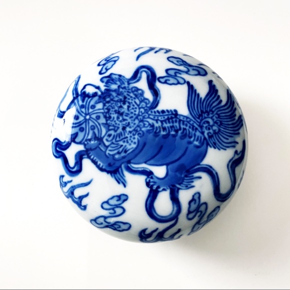 Other - VTG Blue White Chinese Porcelain Dish Lid Dragon